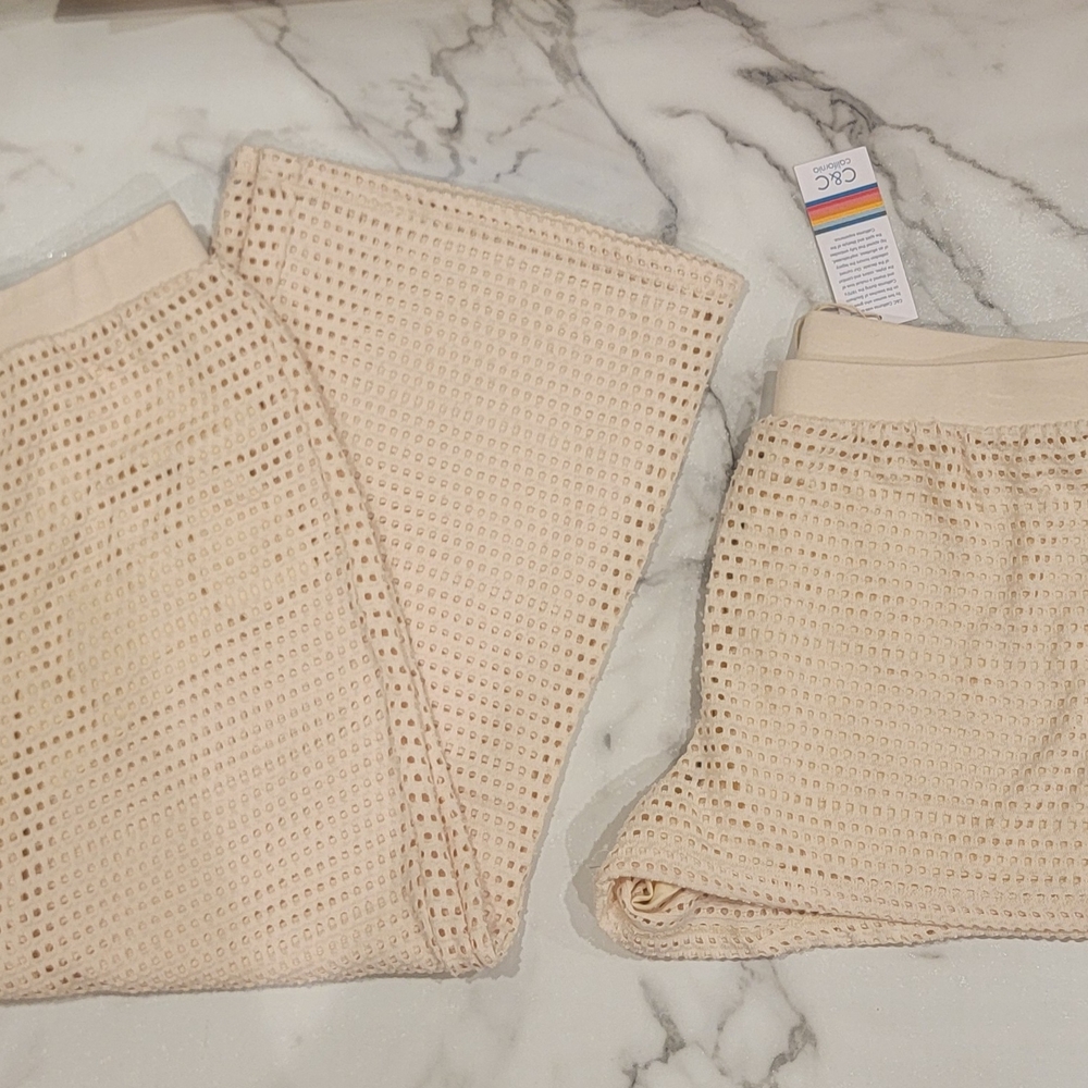 C&C California Mesh Like Beige Pants & Shorts Set - Sz XL